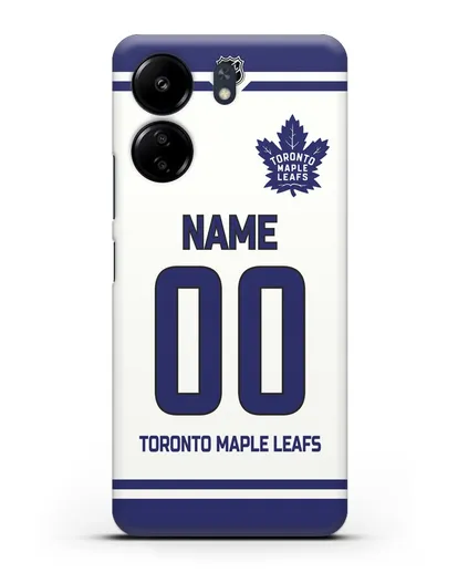 Чехол ХК Торонто Мейпл Лифс с фамилией и номером белая форма силиконовый для Xiaomi Poco C65