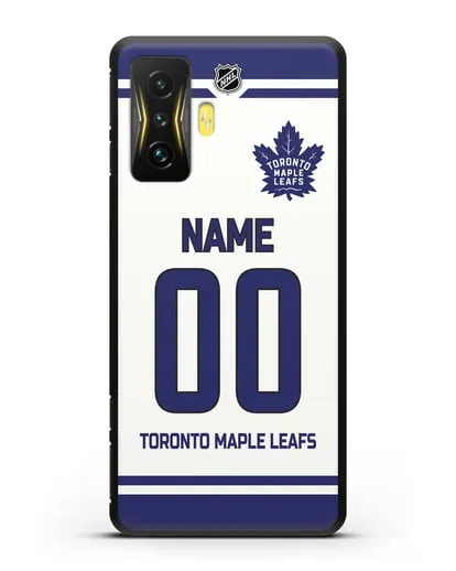 Чехол ХК Торонто Мейпл Лифс с фамилией и номером белая форма силиконовый для Xiaomi Poco F4 GT