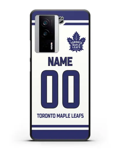 Чехол ХК Торонто Мейпл Лифс с фамилией и номером белая форма силиконовый для Xiaomi Poco F5 Pro