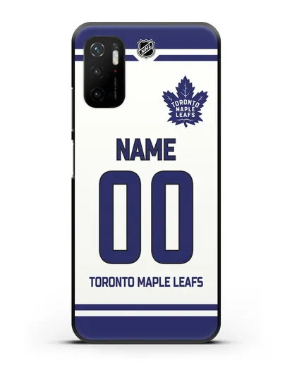 Чехол ХК Торонто Мейпл Лифс с фамилией и номером белая форма силиконовый для Xiaomi Poco M3 Pro