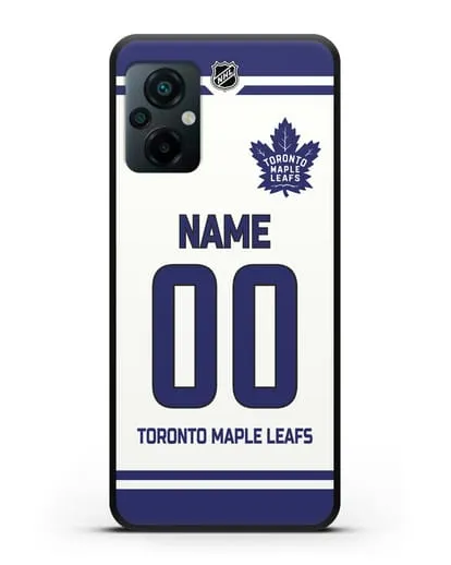 Чехол ХК Торонто Мейпл Лифс с фамилией и номером белая форма силиконовый для Xiaomi Poco M5