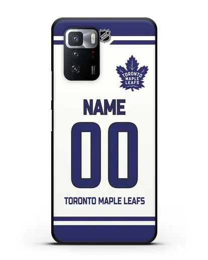 Чехол ХК Торонто Мейпл Лифс с фамилией и номером белая форма силиконовый для Xiaomi Poco X3 GT