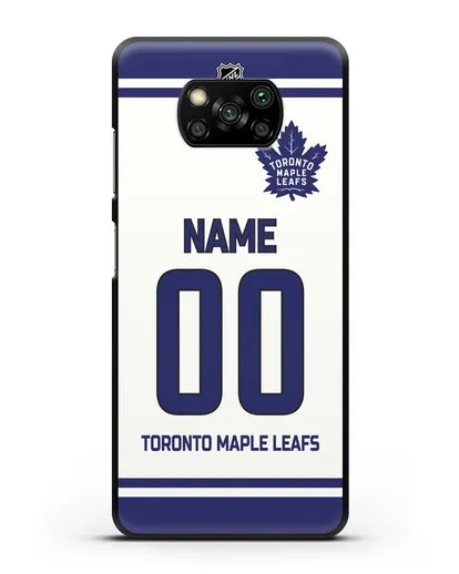 Чехол ХК Торонто Мейпл Лифс с фамилией и номером белая форма силиконовый для Xiaomi Poco X3 Pro