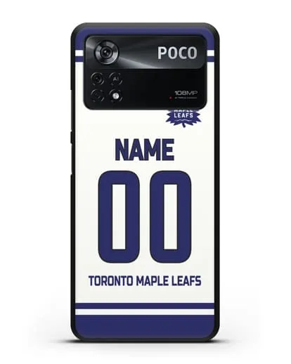 Чехол ХК Торонто Мейпл Лифс с фамилией и номером белая форма силиконовый для Xiaomi Poco X4 Pro