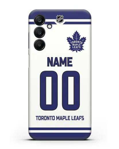 Чехол ХК Торонто Мейпл Лифс с фамилией и номером белая форма силиконовый для Samsung Galaxy A25 [SM-A256]