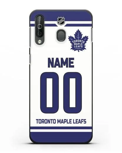 Чехол ХК Торонто Мейпл Лифс с фамилией и номером белая форма силиконовый для Samsung Galaxy A40s [SM-A507FN]