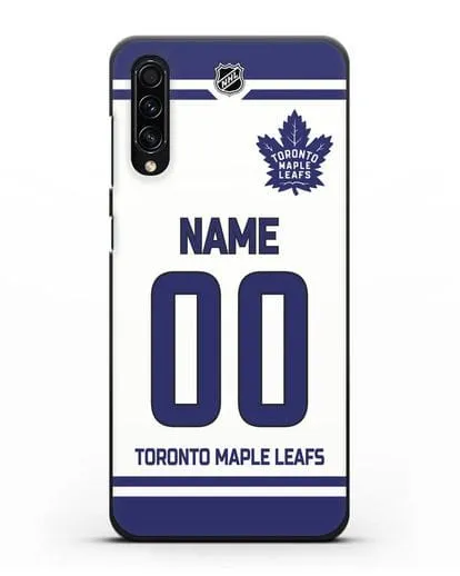 Чехол ХК Торонто Мейпл Лифс с фамилией и номером белая форма силиконовый для Samsung Galaxy A50s [SM-F507FN]