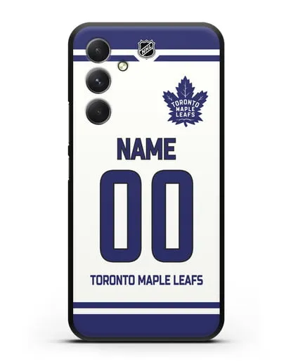 Чехол ХК Торонто Мейпл Лифс с фамилией и номером белая форма силиконовый для Samsung Galaxy A54 [SM-A536]