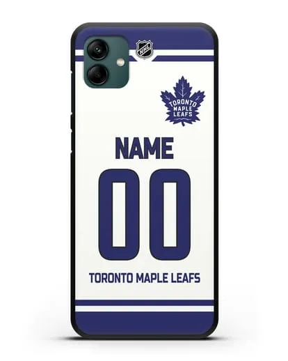 Чехол ХК Торонто Мейпл Лифс с фамилией и номером белая форма силиконовый для Samsung Galaxy A04 [SM-A045F]