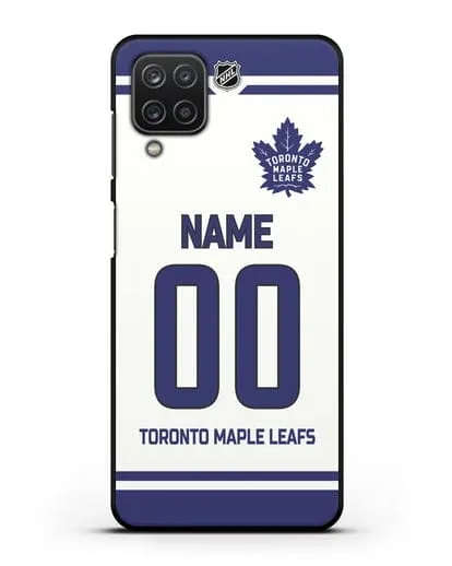 Чехол ХК Торонто Мейпл Лифс с фамилией и номером белая форма силиконовый для Samsung Galaxy A12 [SM-A125F]