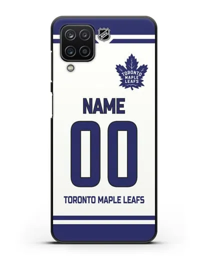 Чехол ХК Торонто Мейпл Лифс с фамилией и номером белая форма силиконовый для Samsung Galaxy A12s [SM-A127F]