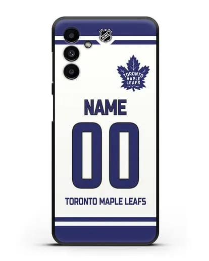 Чехол ХК Торонто Мейпл Лифс с фамилией и номером белая форма силиконовый для Samsung Galaxy A13 5G [SM-A136]