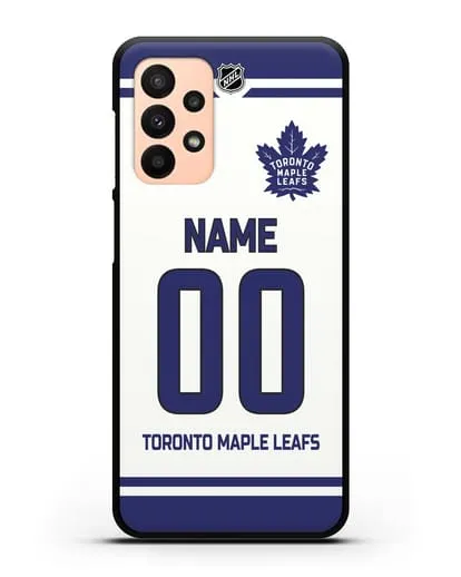 Чехол ХК Торонто Мейпл Лифс с фамилией и номером белая форма силиконовый для Samsung Galaxy A23 [SM-A235F]