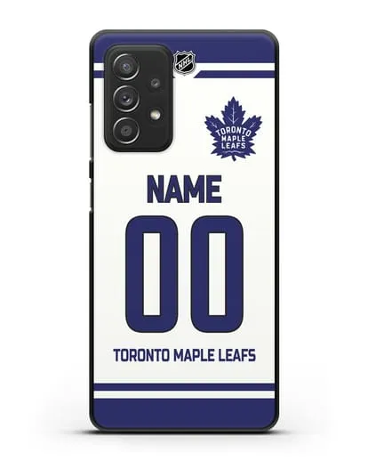 Чехол ХК Торонто Мейпл Лифс с фамилией и номером белая форма силиконовый для Samsung Galaxy A52s [SM-A528B]
