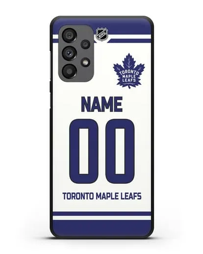 Чехол ХК Торонто Мейпл Лифс с фамилией и номером белая форма силиконовый для Samsung Galaxy A73 5G [SM-A736B]