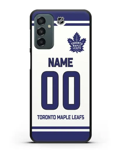 Чехол ХК Торонто Мейпл Лифс с фамилией и номером белая форма силиконовый для Samsung Galaxy M23 [SM-M236]