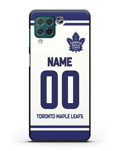 Чехол ХК Торонто Мейпл Лифс с фамилией и номером белая форма силиконовый для Samsung Galaxy M62 [SM-M625F]