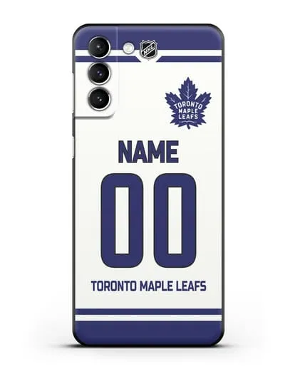 Чехол ХК Торонто Мейпл Лифс с фамилией и номером белая форма силиконовый для Samsung Galaxy S22