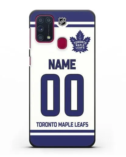 Чехол ХК Торонто Мейпл Лифс с фамилией и номером белая форма силиконовый для Samsung Galaxy M31 [SM-M315F]