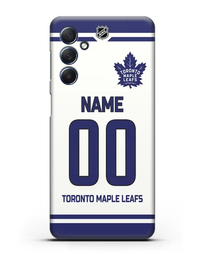 Чехол ХК Торонто Мейпл Лифс с фамилией и номером белая форма силиконовый для Samsung Galaxy M54 [SM-M546]