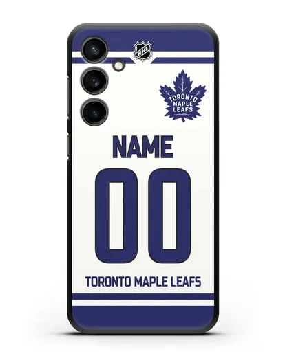 Чехол ХК Торонто Мейпл Лифс с фамилией и номером белая форма силиконовый для Samsung Galaxy S23 FE