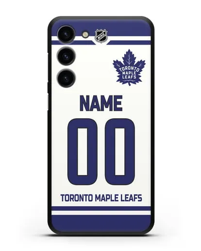 Чехол ХК Торонто Мейпл Лифс с фамилией и номером белая форма силиконовый для Samsung Galaxy S23 Plus [SM-S916]