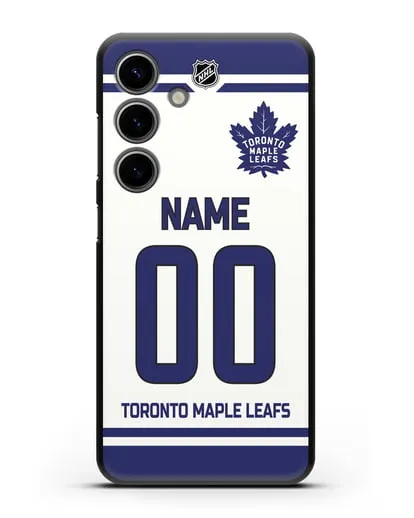 Чехол ХК Торонто Мейпл Лифс с фамилией и номером белая форма силиконовый для Samsung Galaxy S24