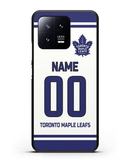 Чехол ХК Торонто Мейпл Лифс с фамилией и номером белая форма силиконовый для Xiaomi 13