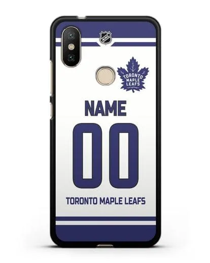Чехол ХК Торонто Мейпл Лифс с фамилией и номером белая форма силиконовый для Xiaomi Mi A2
