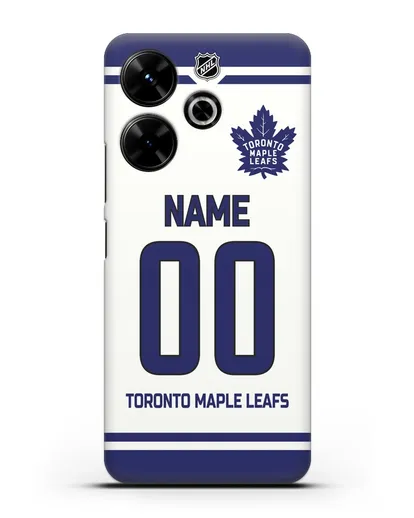 Чехол ХК Торонто Мейпл Лифс с фамилией и номером белая форма силиконовый для Xiaomi Redmi 13