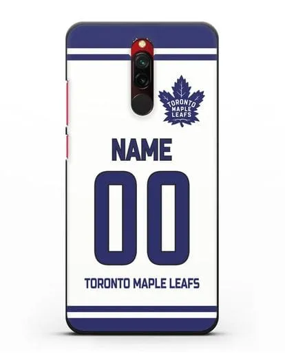 Чехол ХК Торонто Мейпл Лифс с фамилией и номером белая форма силиконовый для Xiaomi Redmi 8