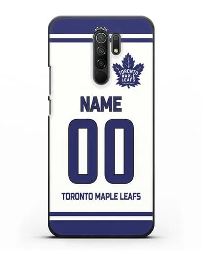 Чехол ХК Торонто Мейпл Лифс с фамилией и номером белая форма силиконовый для Xiaomi Redmi 9