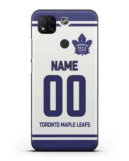 Чехол ХК Торонто Мейпл Лифс с фамилией и номером белая форма силиконовый для Xiaomi Redmi 9C