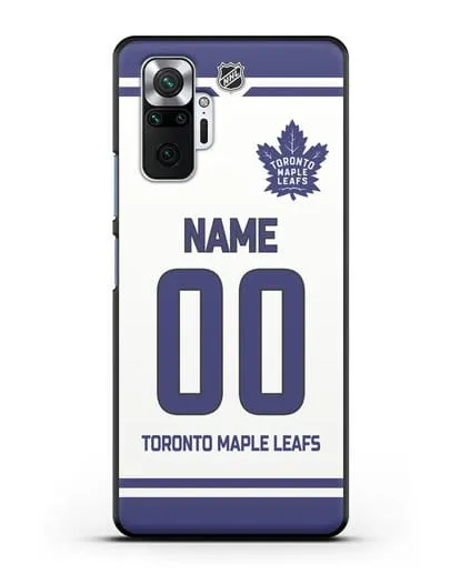 Чехол ХК Торонто Мейпл Лифс с фамилией и номером белая форма силиконовый для Xiaomi Redmi Note 10 Pro