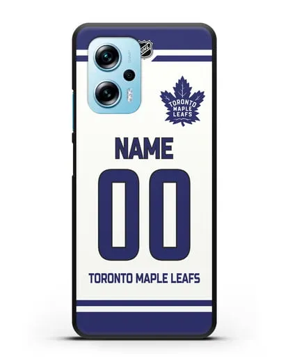 Чехол ХК Торонто Мейпл Лифс с фамилией и номером белая форма силиконовый для Xiaomi Redmi Note 11T Pro