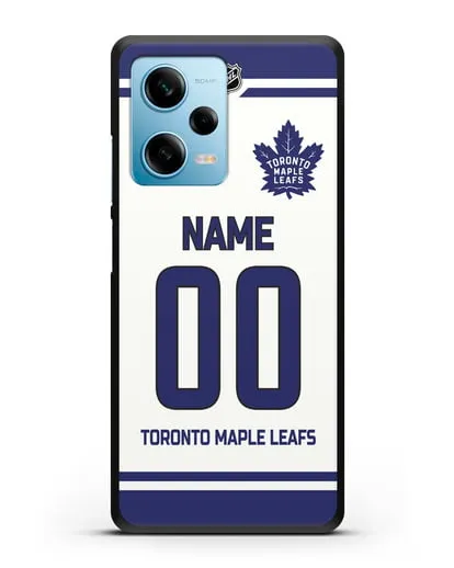 Чехол ХК Торонто Мейпл Лифс с фамилией и номером белая форма силиконовый для Xiaomi Redmi Note 12 5G