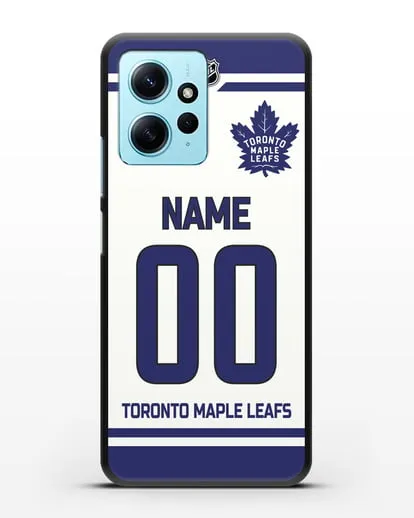 Чехол ХК Торонто Мейпл Лифс с фамилией и номером белая форма силиконовый для Xiaomi Redmi Note 12 4G