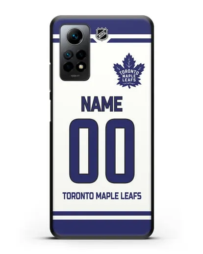 Чехол ХК Торонто Мейпл Лифс с фамилией и номером белая форма силиконовый для Xiaomi Redmi Note 12 Pro 4G