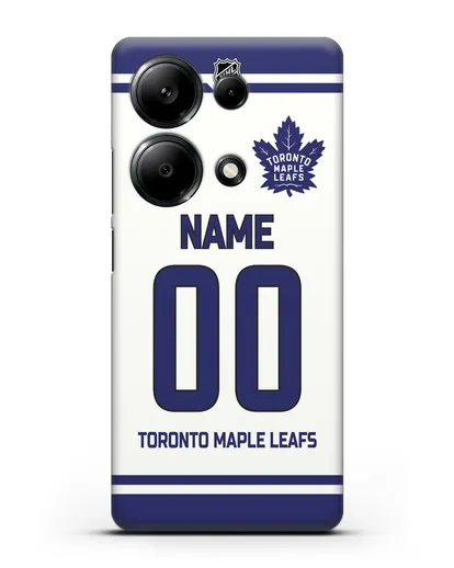 Чехол ХК Торонто Мейпл Лифс с фамилией и номером белая форма силиконовый для Xiaomi Redmi Note 13 Pro 4G