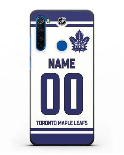 Чехол ХК Торонто Мейпл Лифс с фамилией и номером белая форма силиконовый для Xiaomi Redmi Note 8T