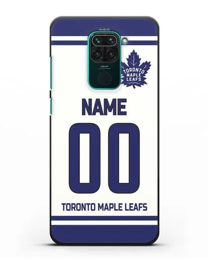 Чехол ХК Торонто Мейпл Лифс с фамилией и номером белая форма силиконовый для Xiaomi Redmi Note 9