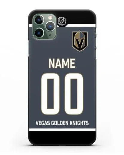 Чехол ХК Вегас Голден Найтс с фамилией и номером серая форма силиконовый для iPhone 11 Pro Max