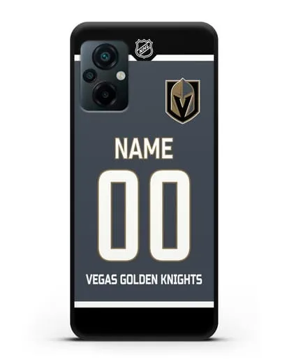 Чехол ХК Вегас Голден Найтс с фамилией и номером серая форма силиконовый для Xiaomi Poco M5