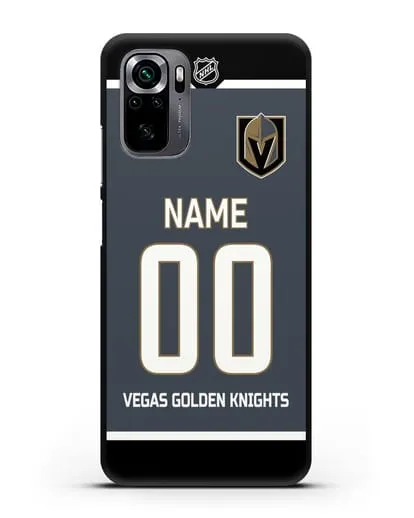 Чехол ХК Вегас Голден Найтс с фамилией и номером серая форма силиконовый для Xiaomi Poco M5s