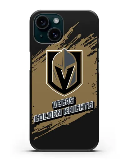 Чехол с надписью ХК Вегас Голден Найтс силиконовый для iPhone 15
