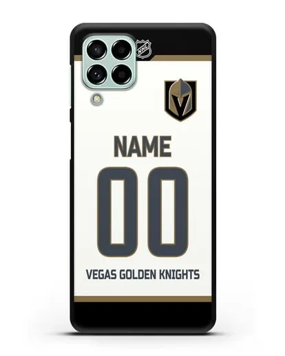 Чехол ХК Вегас Голден Найтс с фамилией и номером белая форма силиконовый для Samsung Galaxy M53 [SM-M536]