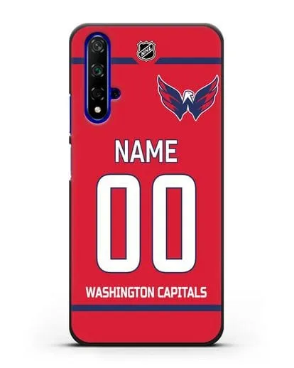 Чехол ХК Вашингтон Кэпиталз с фамилией и номером красная форма силиконовый для Honor 20