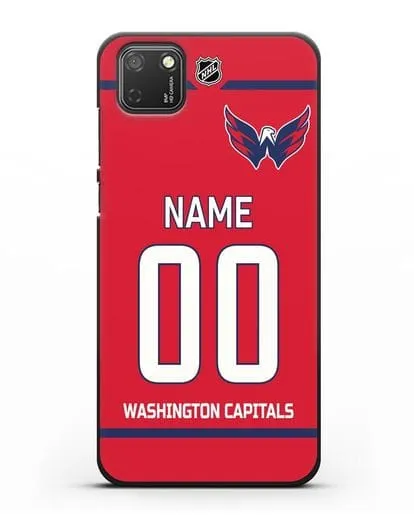 Чехол ХК Вашингтон Кэпиталз с фамилией и номером красная форма силиконовый для Honor 9S