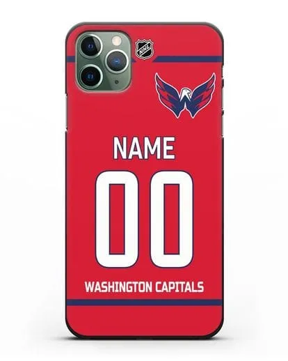 Чехол ХК Вашингтон Кэпиталз с фамилией и номером красная форма силиконовый для iPhone 11 Pro