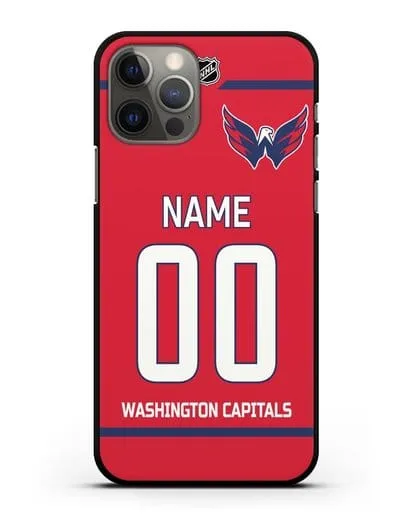 Чехол ХК Вашингтон Кэпиталз с фамилией и номером красная форма силиконовый для iPhone 12 Pro